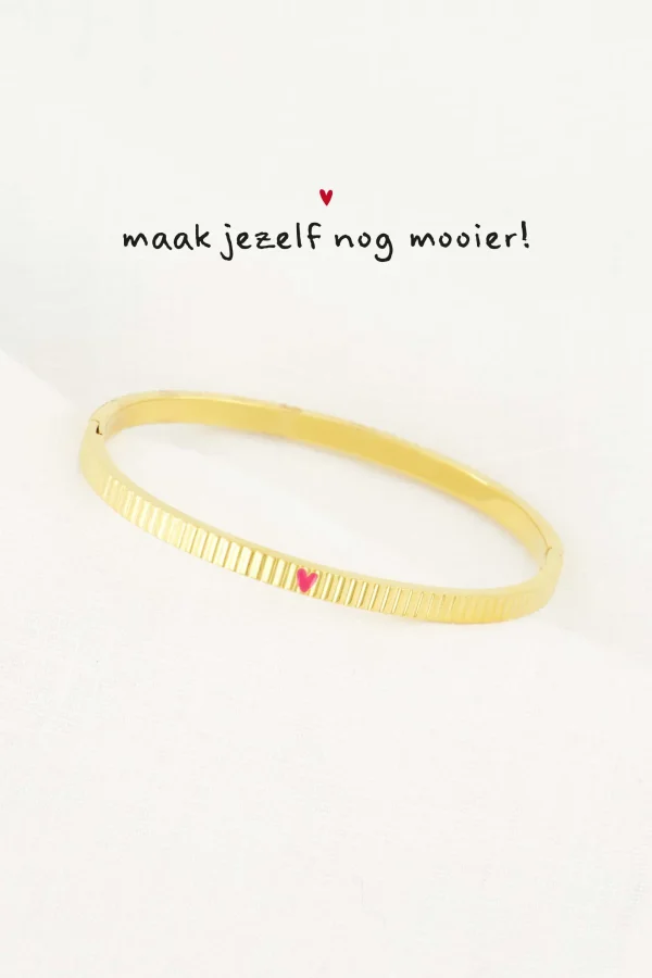 Sale bangle armband met hartje roze rood Armbandjes
