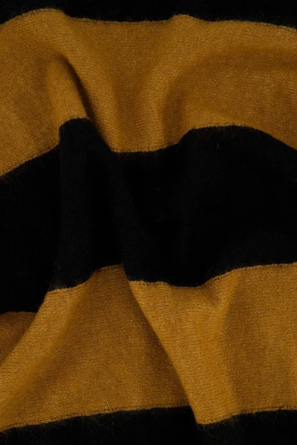 New batwin trui met streep camel/zwart Truien