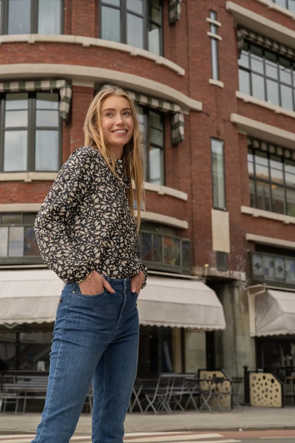 Best Sale blouse blaadjes print Tops