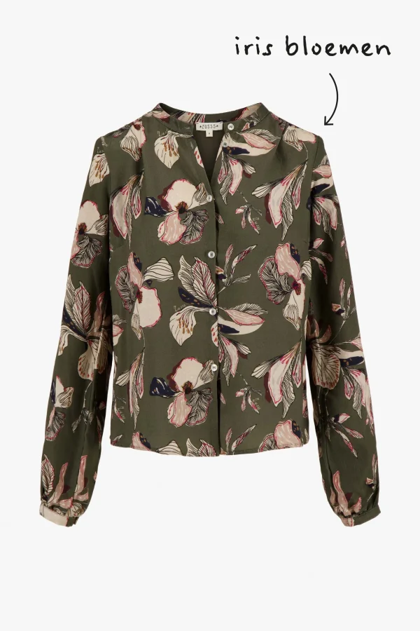 Online blouse met iris bloemen print Tops