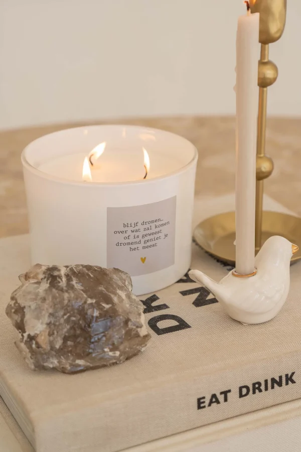 Cheap geurkaars in glas gedicht blijf dromen L Geurkaarsen