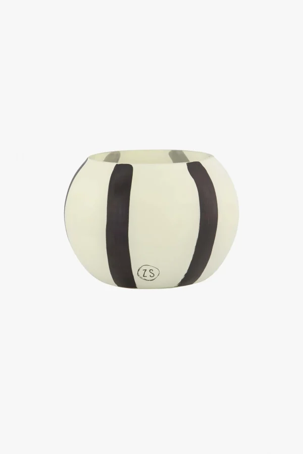 Best glazen geurkaars met strepen zand antraciet Geurkaarsen