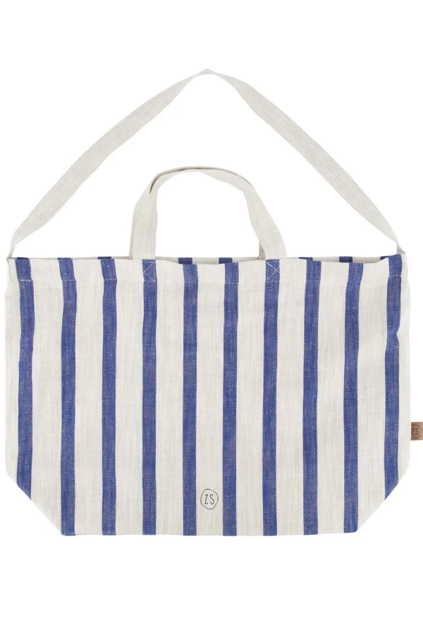 Cheap grote boodschappentas gestreept peper en zout/kobaltblauw Schoudertassen & Handtassen