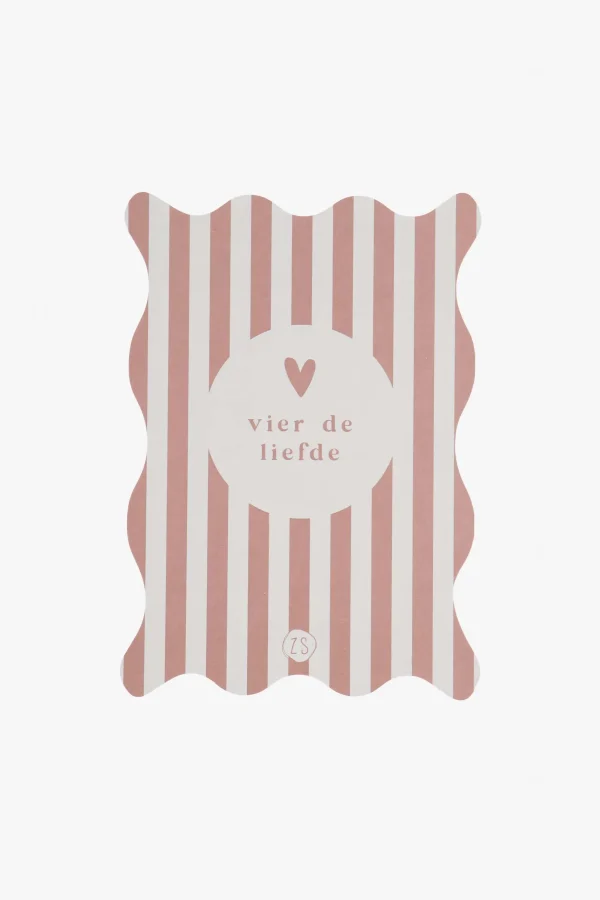 Flash Sale kaart golf vier de liefde terra roze/zand Kaartjes