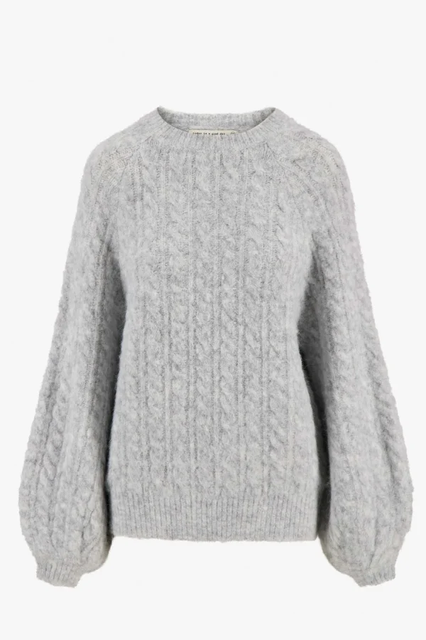 Cheap kabel trui met ballonmouw Truien