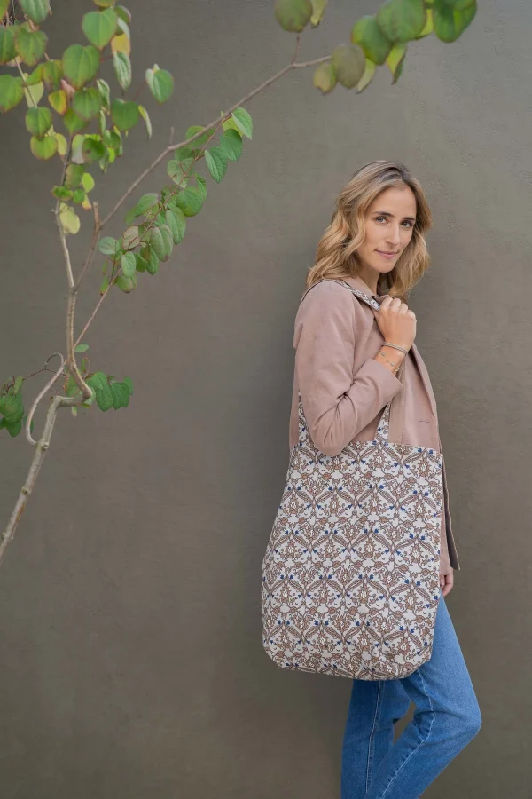 Hot katoenen shopper met print Schoudertassen & Handtassen