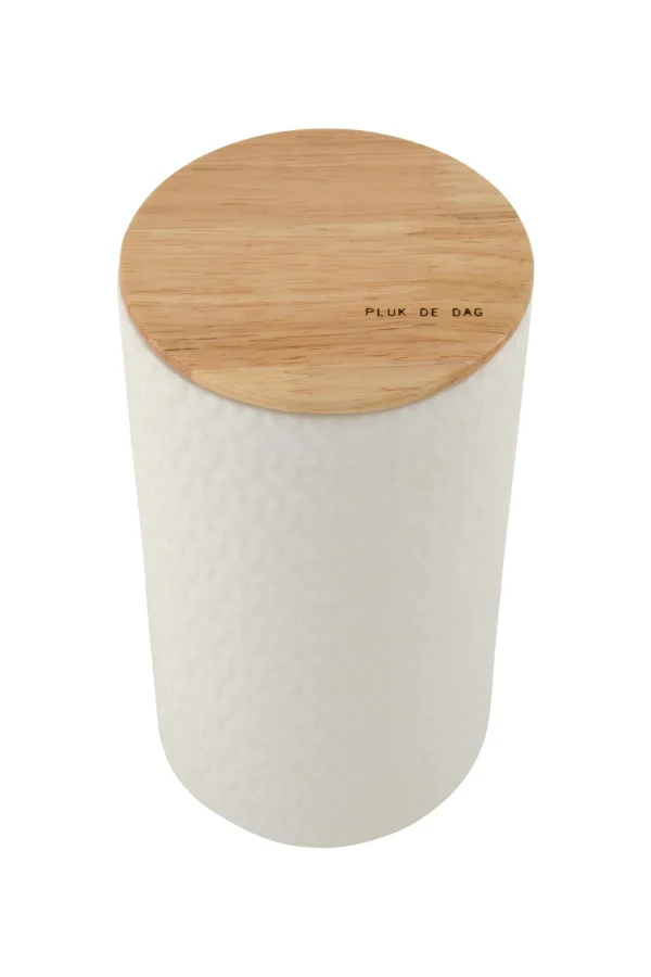 Shop keramieken bewaarpot met houten deksel hartjes 20cm Keukenaccessoires