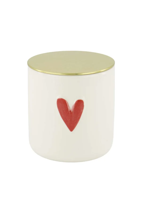 Outlet keramieken geurkaars linnen hartje wit Geurkaarsen