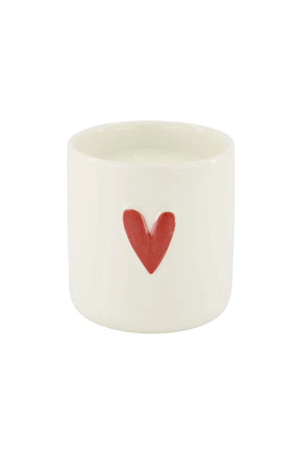 Outlet keramieken geurkaars linnen hartje wit Geurkaarsen