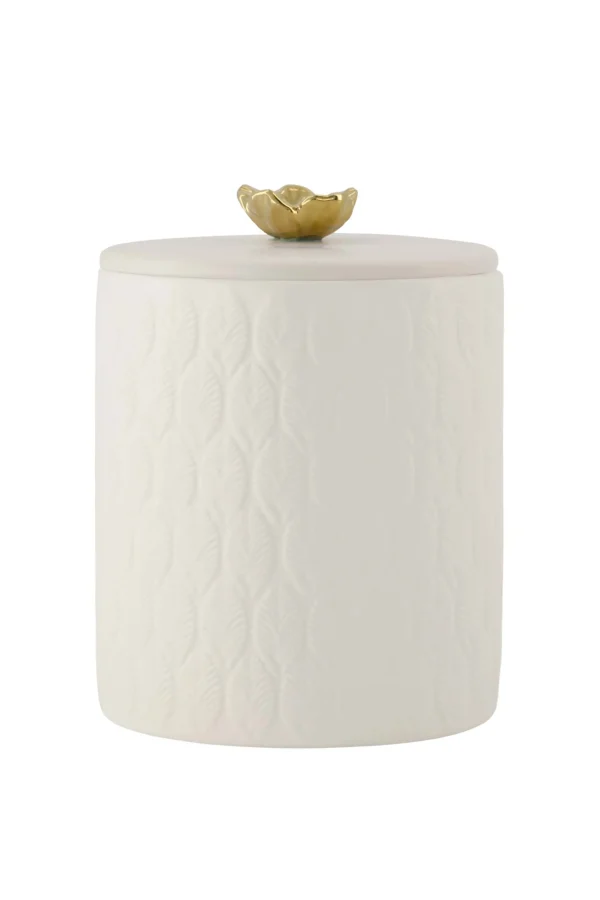 Shop keramieken geurkaars met deksel bloem structuur veertjes Geurkaarsen