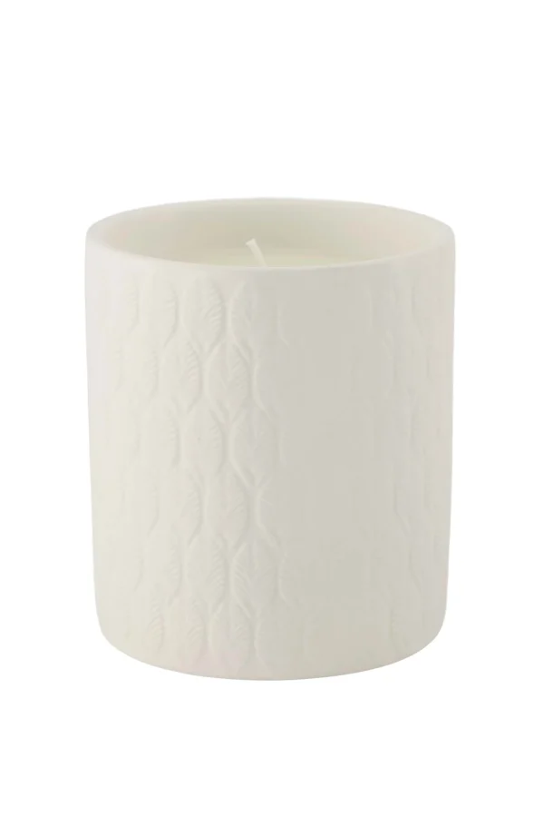 Shop keramieken geurkaars met deksel bloem structuur veertjes Geurkaarsen