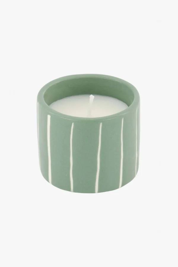 Online keramieken geurkaarsje met houten deksel klavertje salie Geurkaarsen