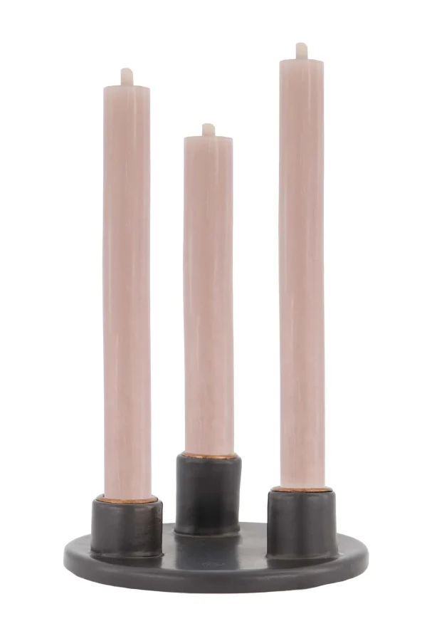 Outlet keramieken kandelaar voor 3 dinerkaarsen rond Kaarsen | Kaarsenhouders