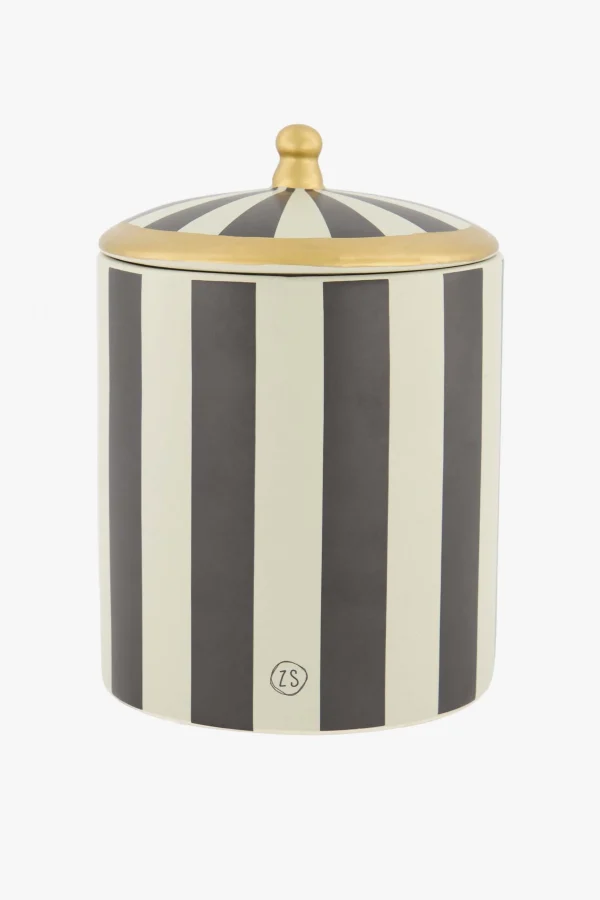 Best keramieken voorraadpot strepen L zand antraciet Opbergers & Manden