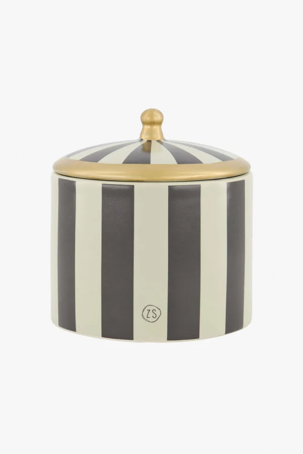 New keramieken voorraadpot strepen M zand antraciet Opbergers & Manden