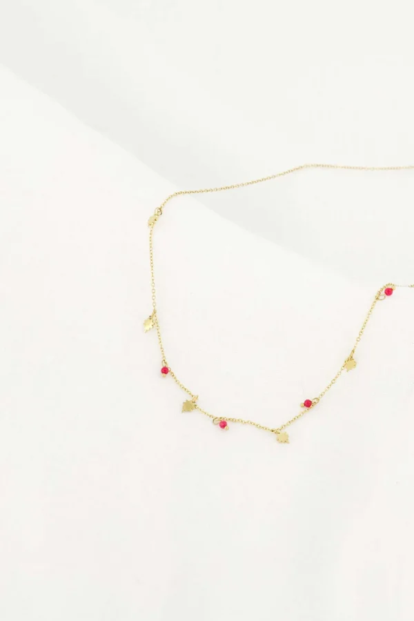 Fashion ketting met klavertjes roze rood Kettingen