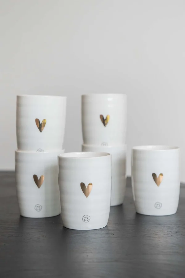 Online koffiemok goud hartje (set van 6) Servies