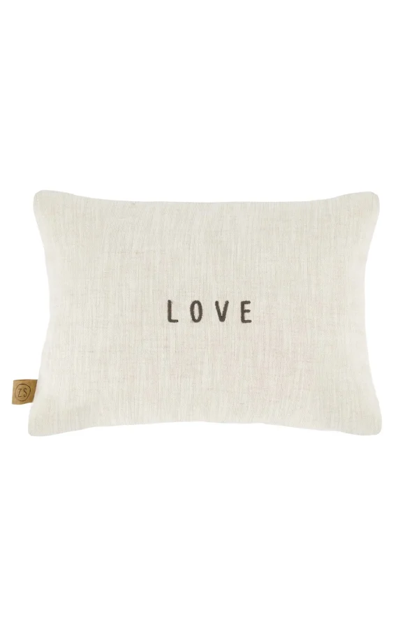 Online kussen bloemenpatroon love 35x25cm antracietgrijs/zand Kussens