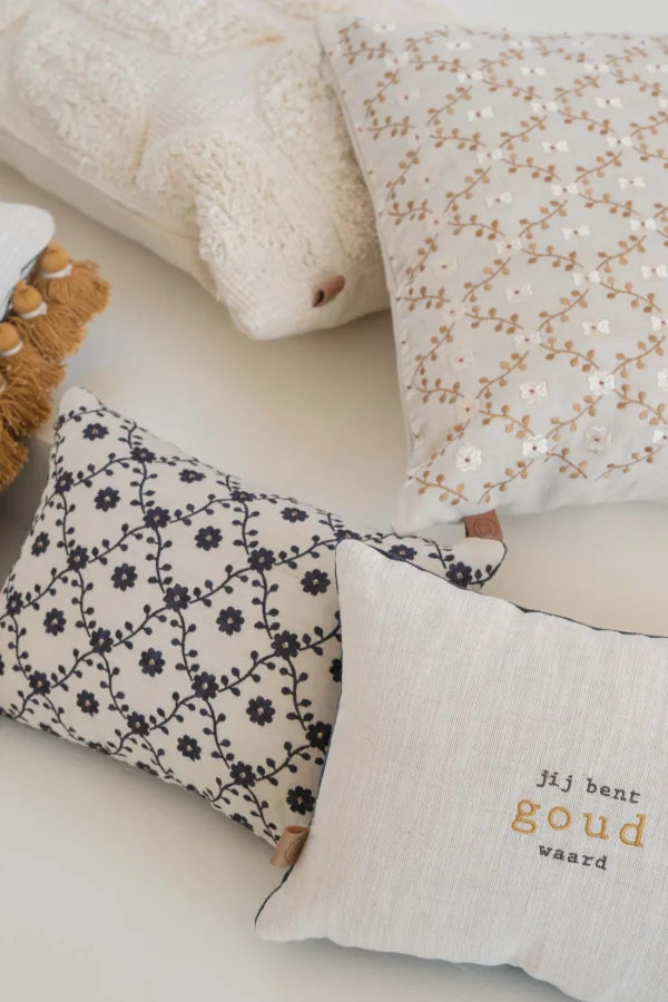 Store kussen droom durf doe 35x25cm antracietgrijs/zand Kussens