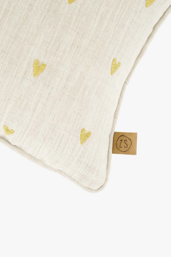 Sale kussen i like you en hartjes 35x25cm peper en zout/goud Kussens