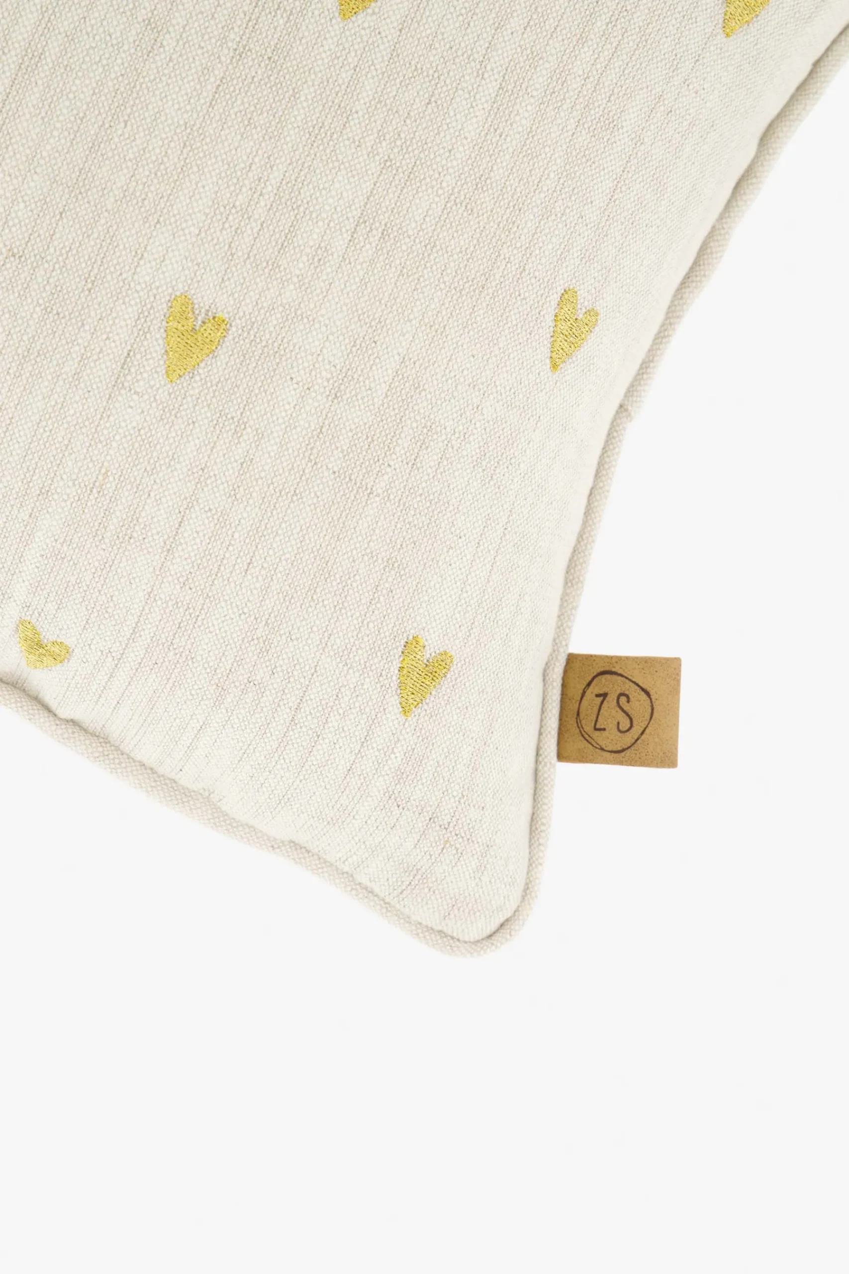 Sale kussen i like you en hartjes 35x25cm peper en zout/goud Kussens