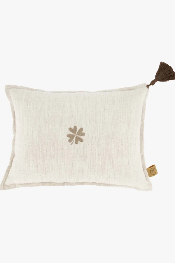 Cheap kussen klavertje en strepen 35x25cm peper en zout/brique Kussens