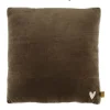 New kussen velvet met brede rand 45x45cm antracietgrijs/zand Kussens