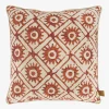 Outlet kussen zonnetjesprint 45x45cm peper en zout/brique Kussens