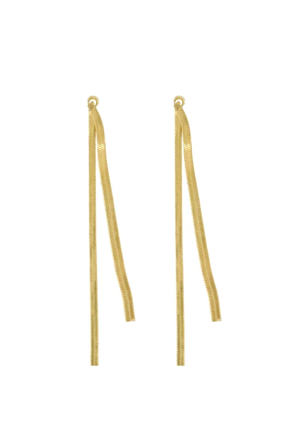 Outlet lange oorbel met visgraat structuur Oorbellen