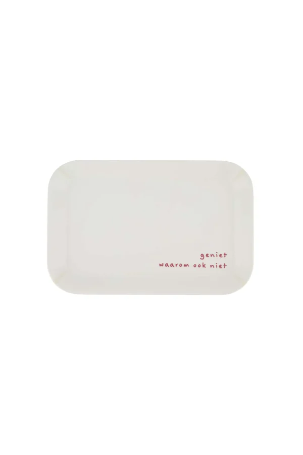Clearance melamine dienblad 29x19cm geniet off white/rood Keukenaccessoires