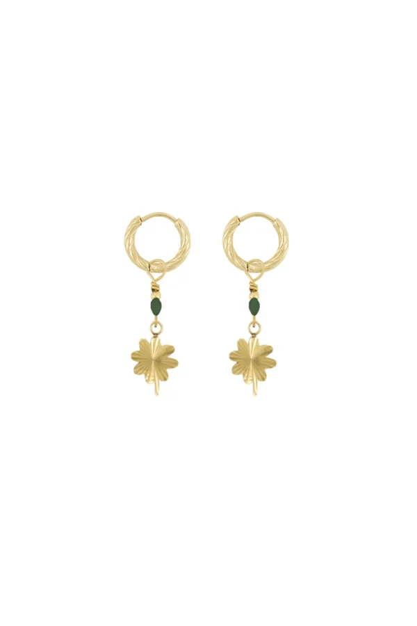 Hot oorbel met klavertje Oorbellen