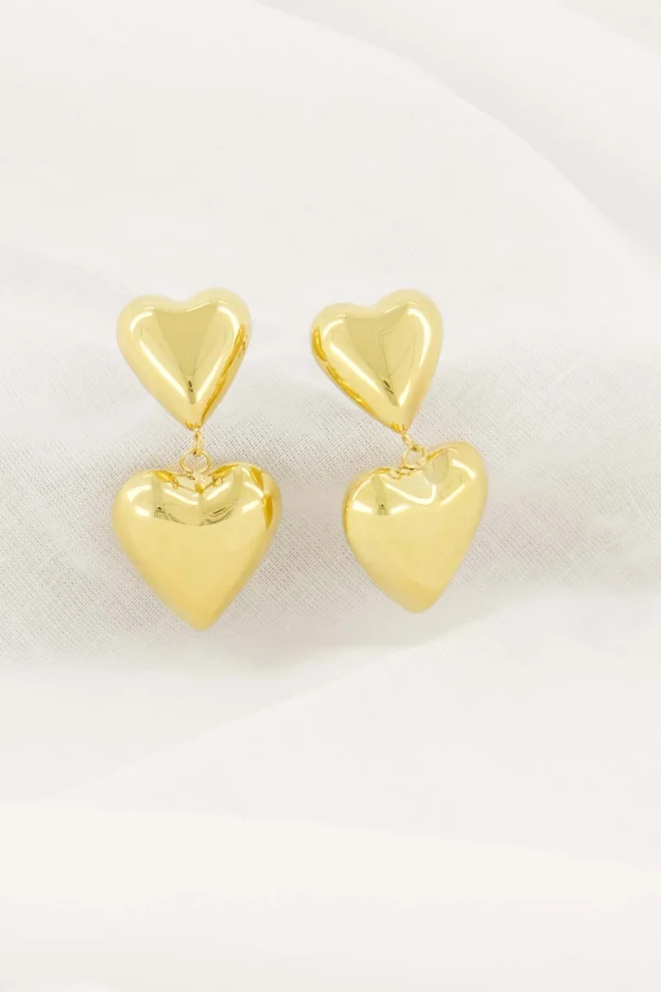 New oorbel met twee hartjes Oorbellen