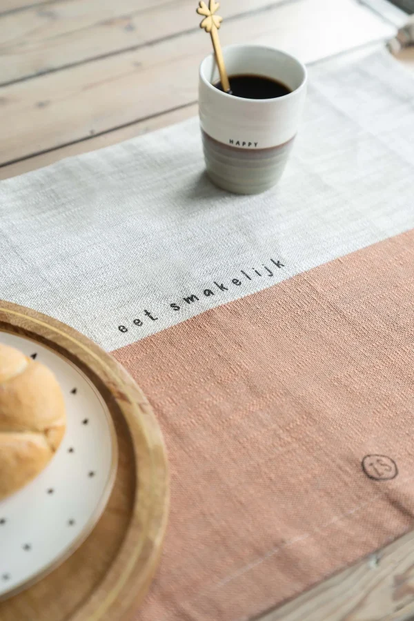 Online placemat geniet zand/terra roze Keukentextiel