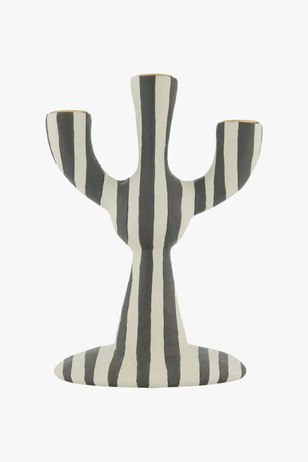 Sale polystone kandelaar met strepen Kaarsen | Kaarsenhouders