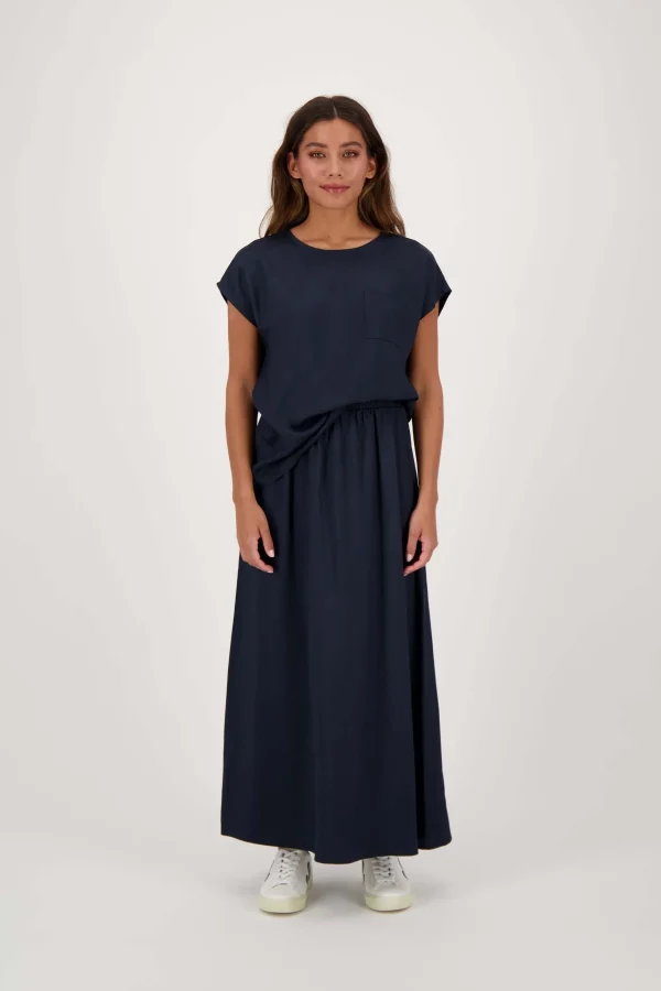 Fashion satijnen twill top met boothals Tops