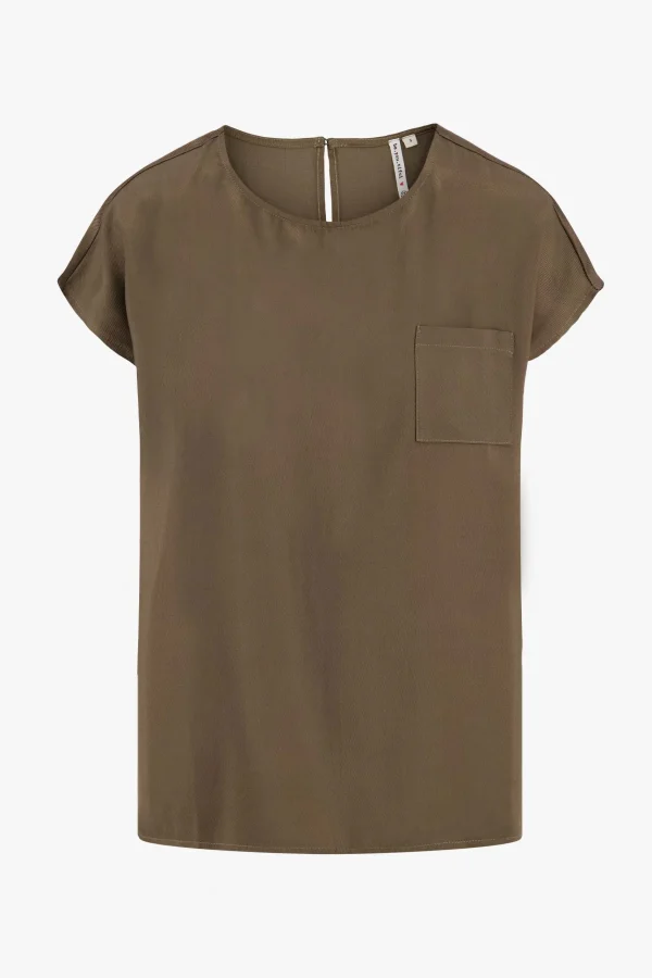 Shop satijnen twill top met boothals Tops