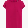 Online satijnen twill top met boothals roze rood Tops
