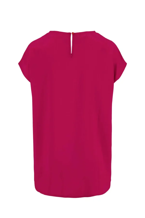 Online satijnen twill top met boothals roze rood Tops