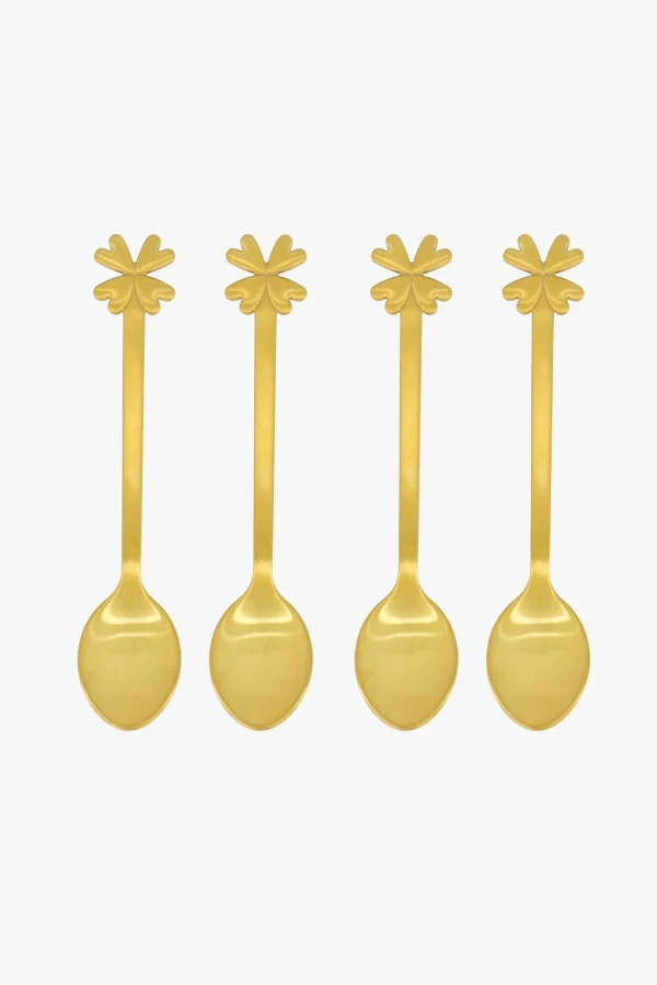 Clearance set van 4 lepetjes klavertje Bestek