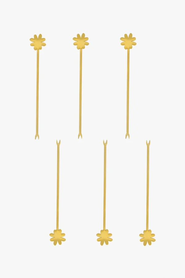 Outlet set van 6 prikkers klaver Bestek