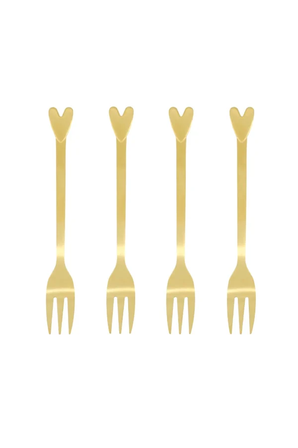 Cheap set van 4 vorkjes hartje Bestek