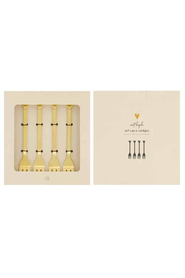 Cheap set van 4 vorkjes hartje Bestek