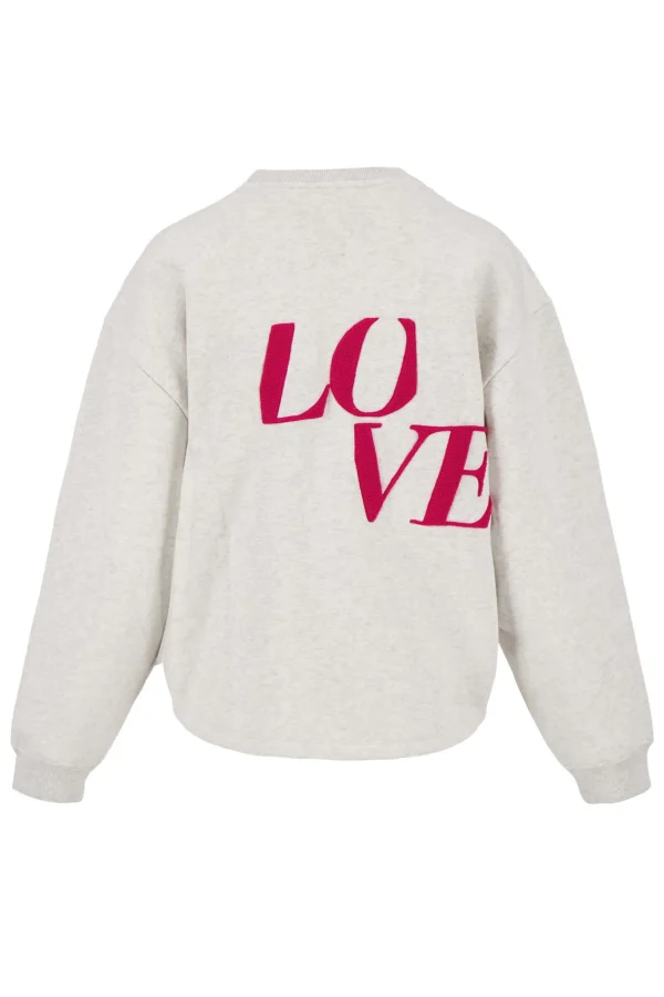 New sweater met tekst grijs melee Truien