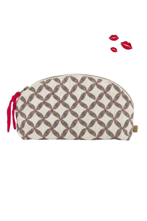 Sale toilettas print antracietgrijs/roze rood Toilettassen