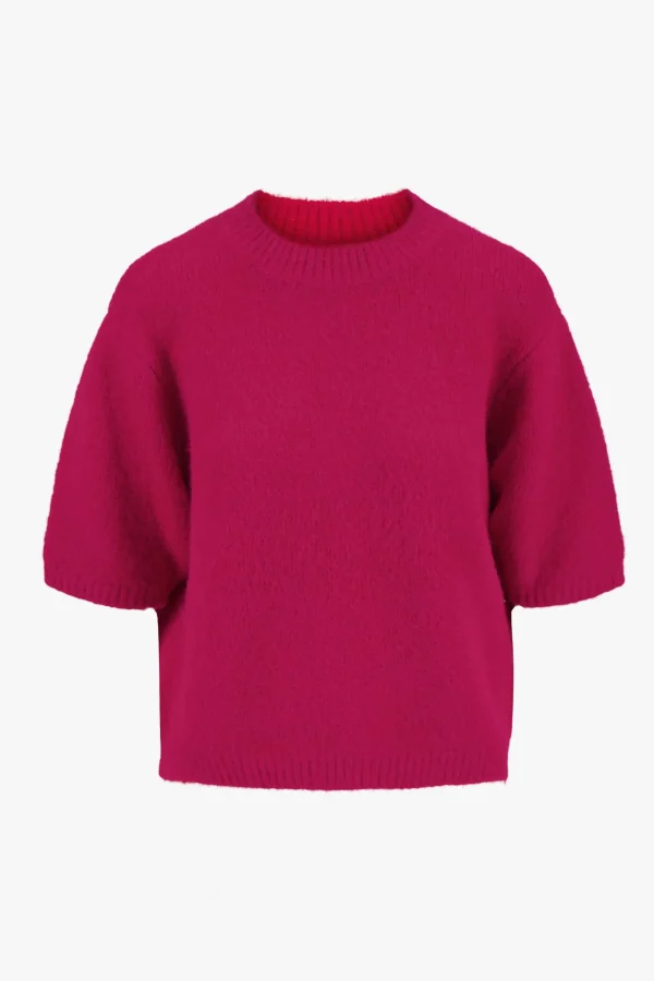 Discount trui met boothals roze rood Truien