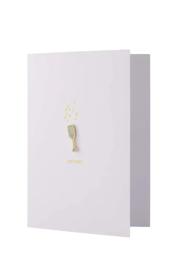 Fashion wenskaart met broche proost Kaartjes
