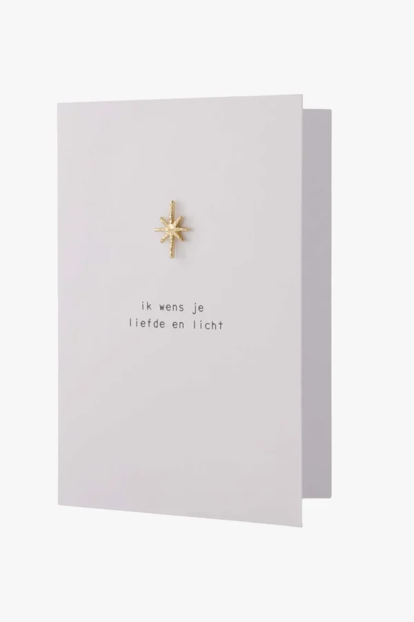 Sale wenskaart met broche ster liefde & licht Kaartjes