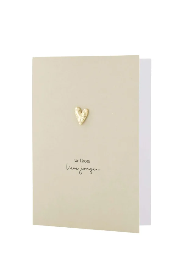 Discount wenskaart met broche welkom lieve jongen Baby