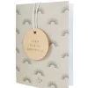 Store wenskaart met houten tag klein zonnetje Baby