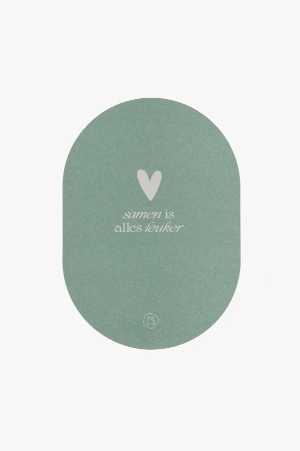 Hot wenskaart ovaal samen is alles leuker saliegroen Kaartjes